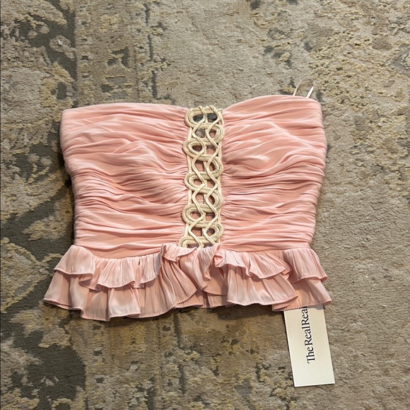 Ramy Brook Tops - Ramy Brook Pink Strapless Ruffled Top